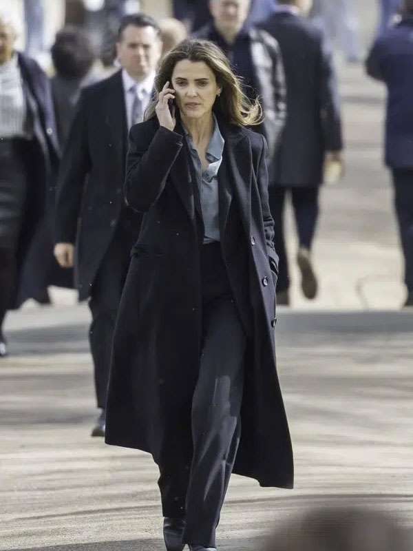 The Diplomat S04 Keri Russell Black Wool Coat
