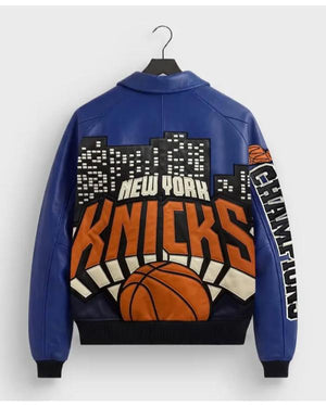 New York Knicks 2026 NBA Champions Blue Leather Jacket - view 2