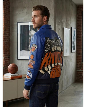 New York Knicks 2026 NBA Champions Blue Leather Jacket - view 3