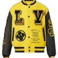 LV Letterman Yellow and Black Leather Jacket