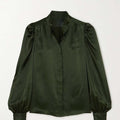 Lesley Manville Marble Hall Murders S1 Green Silk Blouse