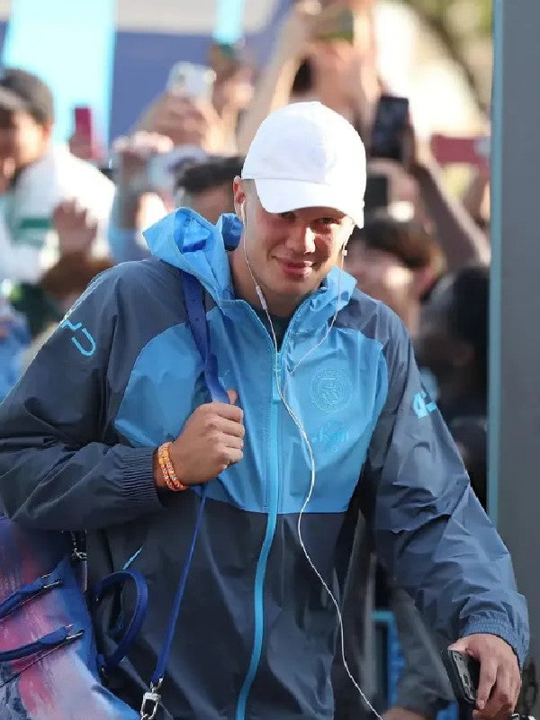 Manchester City Erling Haaland Blue Windbreaker Jacket