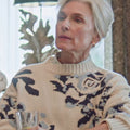 Marble Hall Murders S01 Amelia Bullmore Blue Rose Print Sweater