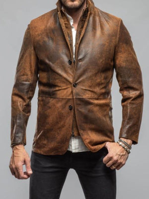 Marshals Season 2 Brown Washed Leather Blazer