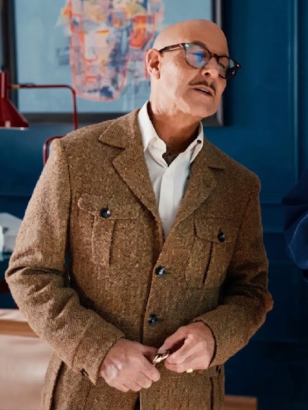 Movie Masterplan 2026 Stanley Tucci Coat in Brown