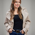 Chelsea Hobbs Navigating Christmas Trench Coat