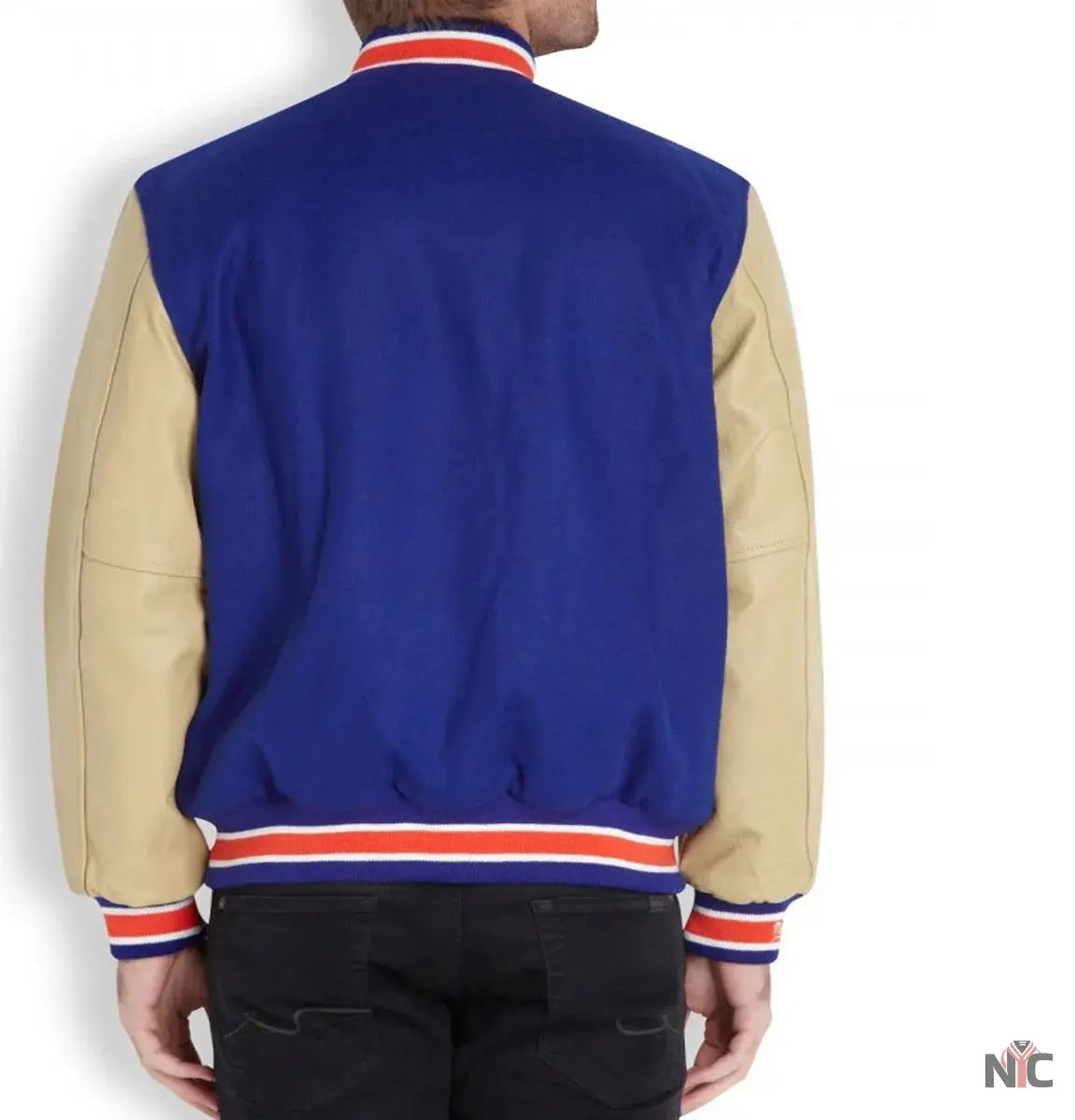 Mens New York Knicks Blue Letterman Jacket