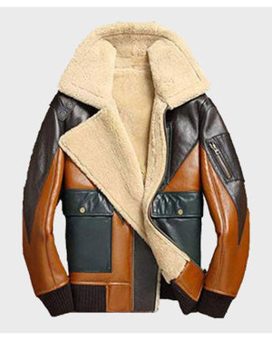 Men's Sheepskin Shearling Bomber Leather Jacket