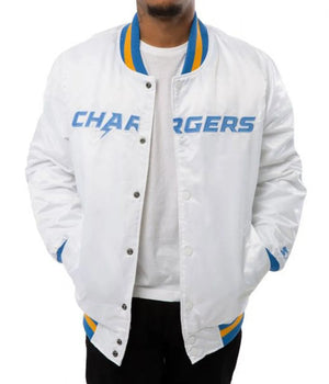 LA Chargers Bomber Blue And White Jacket