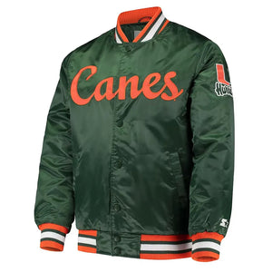 Miami Hurricanes OLine Green Satin Jacket