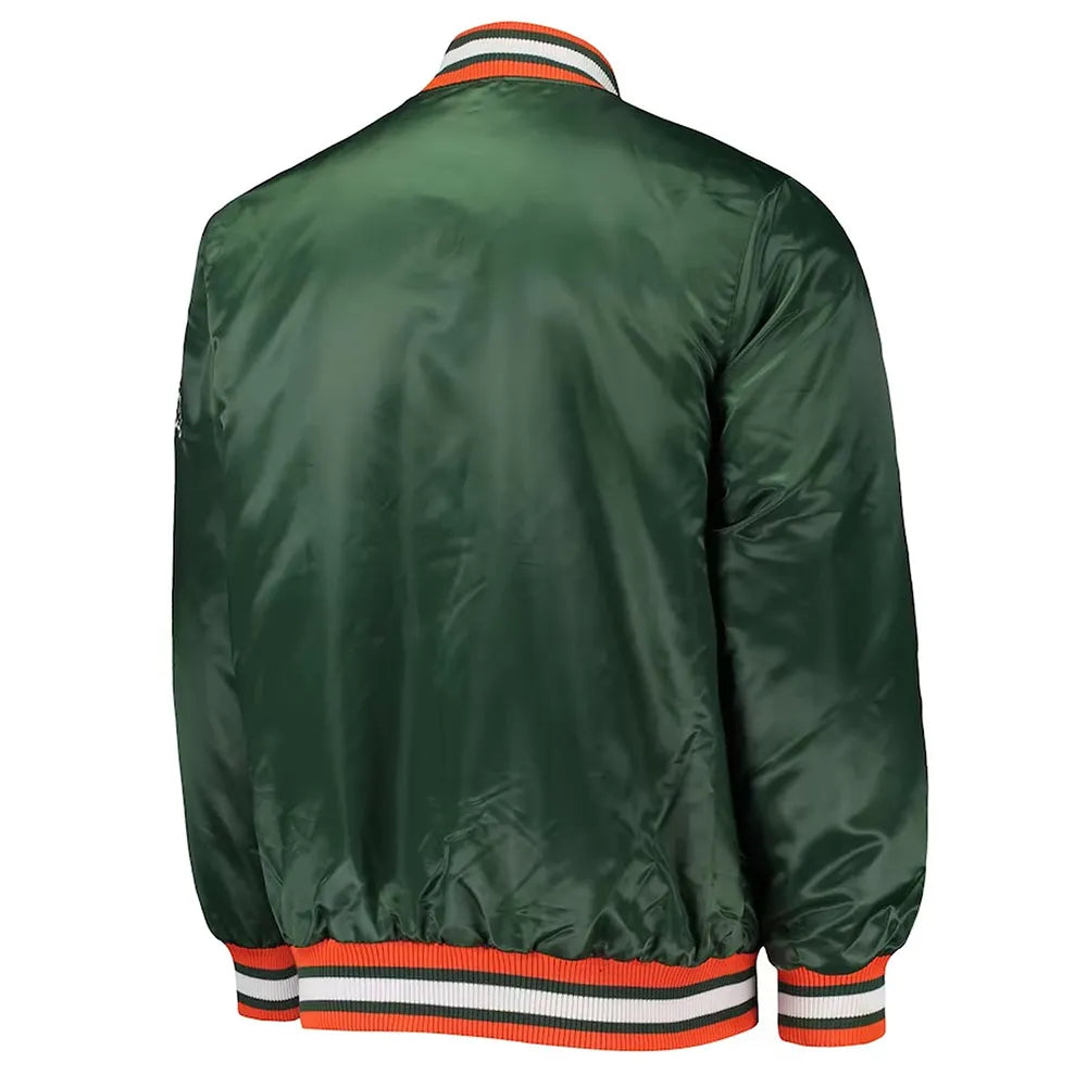Miami Hurricanes OLine Green Satin Jacket