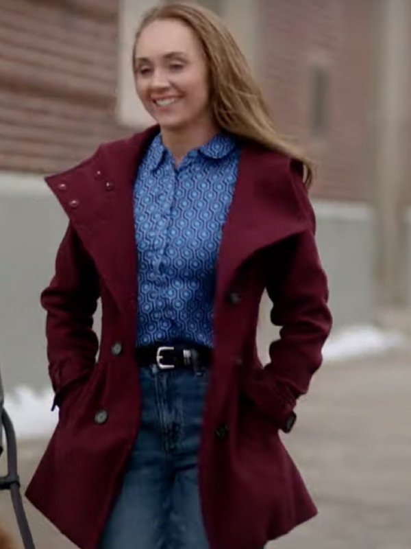 Amber Marshall My Christmas Guide 2023 Maroon Coat
