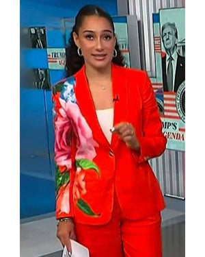 NBC News Daily Morgan Radford Red Floral Blazer
