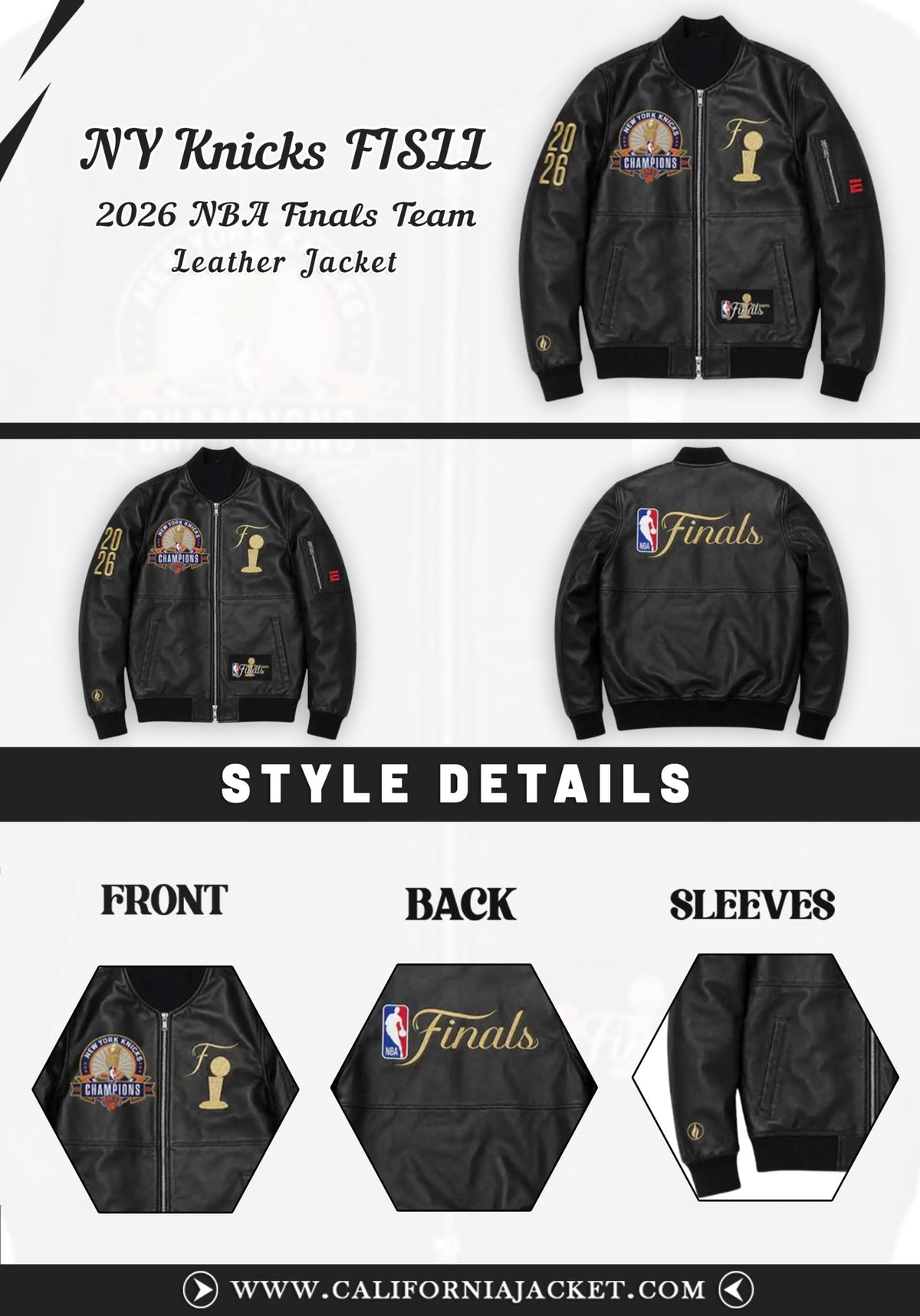 NY Knicks FISLL 2026 NBA Finals Team Leather Jacket