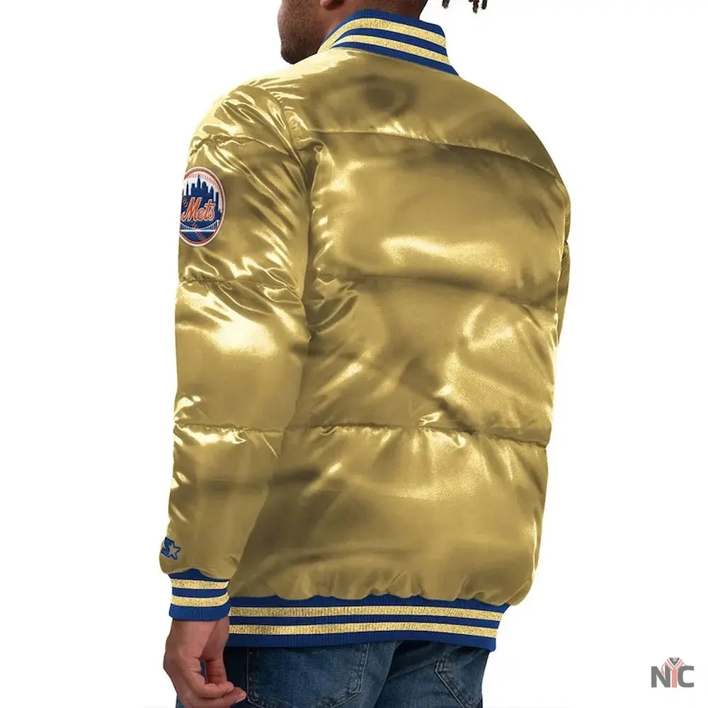 NY Mets Cooperstown Collection Bronx Puffer Satin Jacket