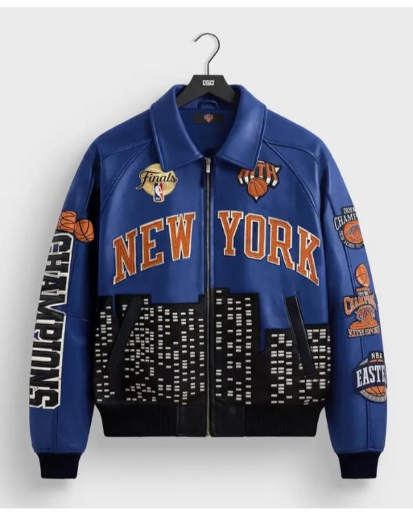 New York Knicks 2026 NBA Champions Blue Leather Jacket