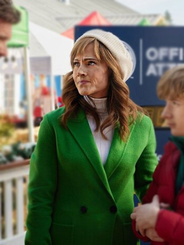 Nikki Deloach A World Record Christmas Green Coat