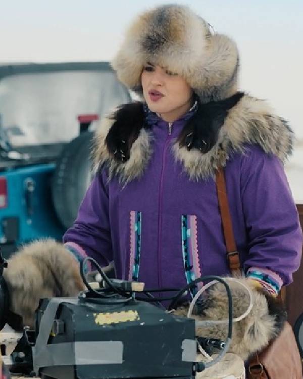 North Of North S02 Anna Lambe Purple Hooded Parka Coat - view 2