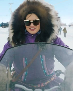 North Of North S02 Anna Lambe Purple Hooded Parka Coat - view 3