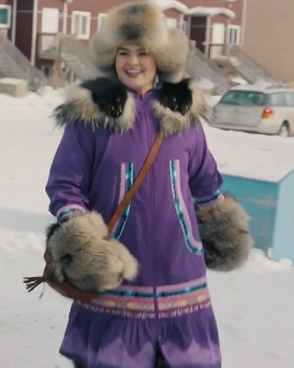 North Of North S02 Anna Lambe Purple Hooded Parka Coat - view 5