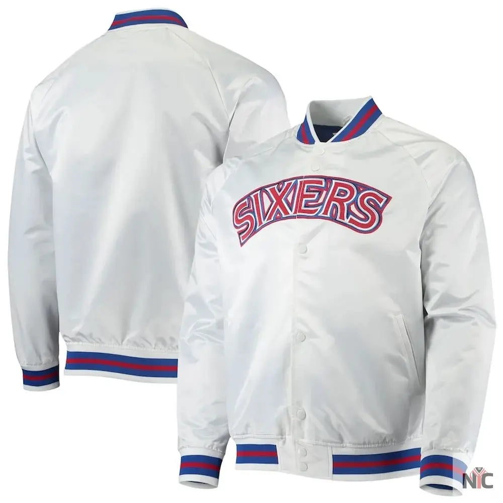 Philadelphia 76ers Sixers Satin Full-Snap Jacket