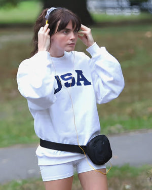 Cara Delevingne Preppy White USA Sweatshirt