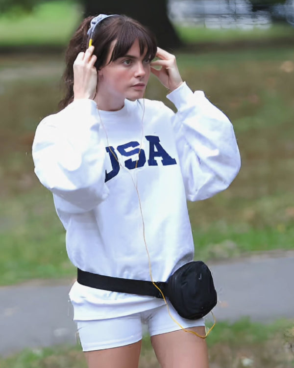 Cara Delevingne Preppy White USA Sweatshirt