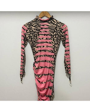 Real Housewives of NYC Carole Radziwill Pink Ruched Print Dress - view 2