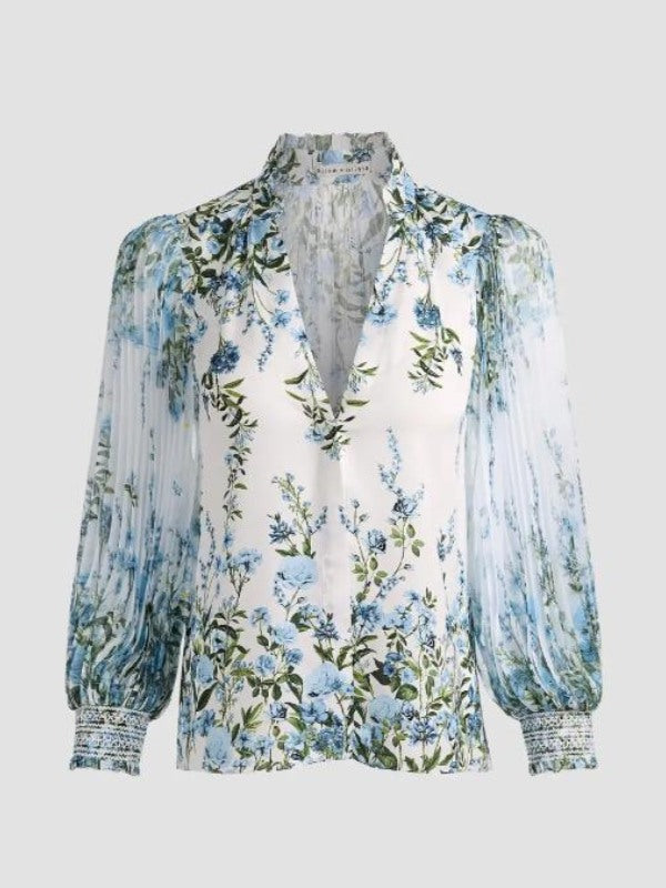 Real Housewives of OC Emily Simpson Pleated Sleeve Floral Blouse - view 2
