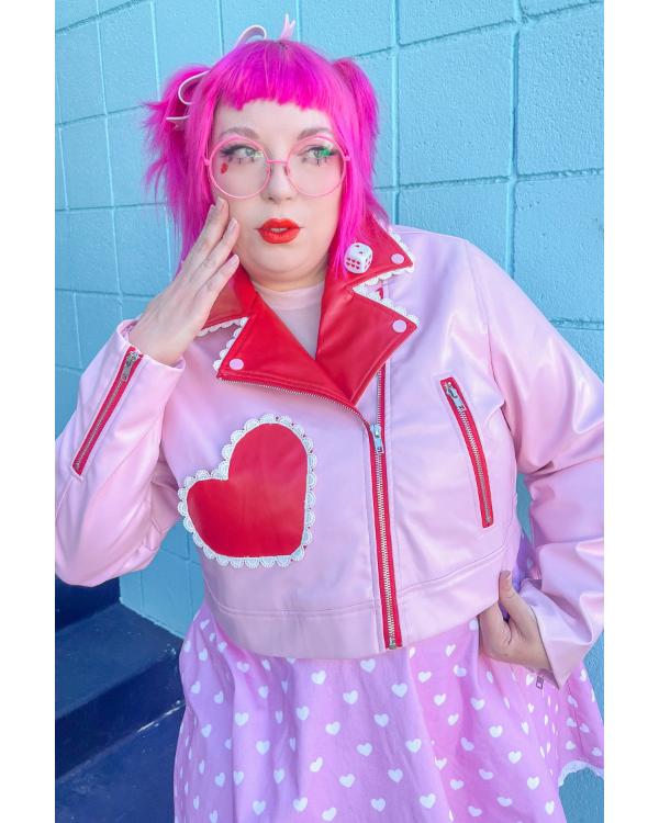 Real Housewives of OC Gina Kirschenheiter Pink Heart Moto Jacket - view 2
