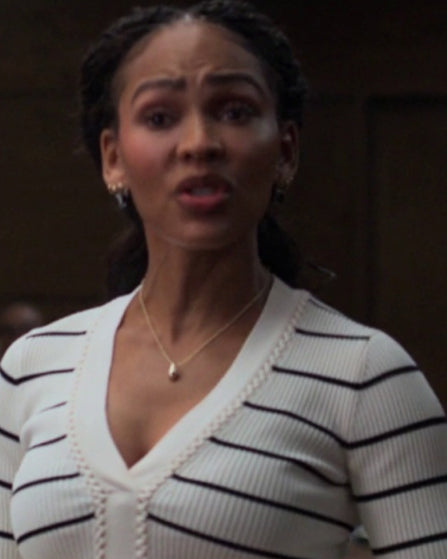 Reasonable Doubt S04 Meagan Good Striped Knit Plunge Top