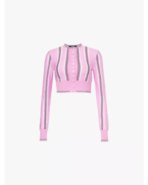 Reasonable Doubt S04 Pink Striped Cropped Cardigan - view 2