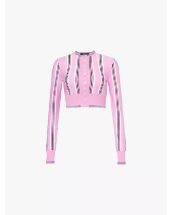 Reasonable Doubt S04 Pink Striped Cropped Cardigan