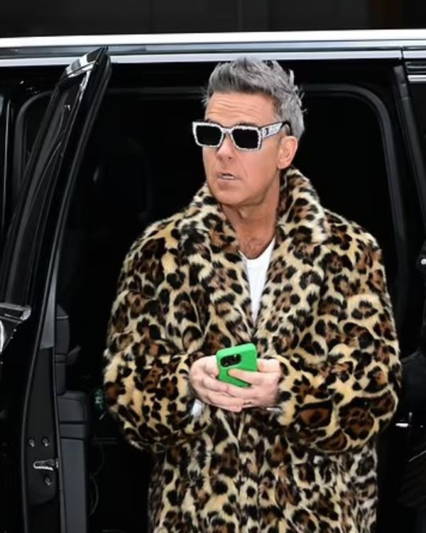 Robbie Williams Leopard Print Fur Coat
