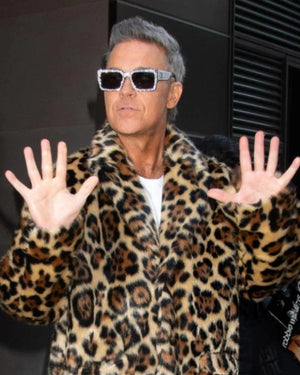Robbie Williams Leopard Print Fur Coat