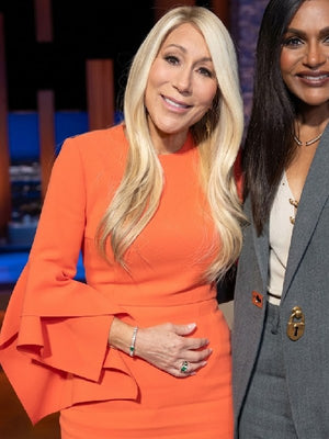 Shark Tank S18 Lori Greiner Orange Ruffled Cuff Dress - view 2