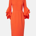 Shark Tank S18 Lori Greiner Orange Ruffled Cuff Dress