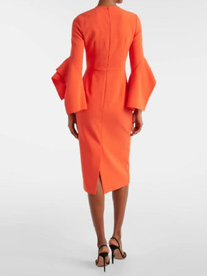 Shark Tank S18 Lori Greiner Orange Ruffled Cuff Dress - view 3