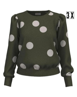 Sister Wives S21 Olive Green Polka Dot Sweater - view 3