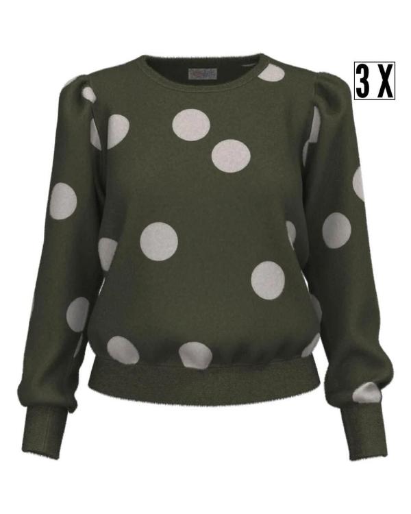 Sister Wives S21 Olive Green Polka Dot Sweater - view 3