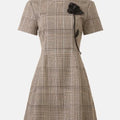 Sophie Flay Good Morning America Floral Applique Plaid Dress