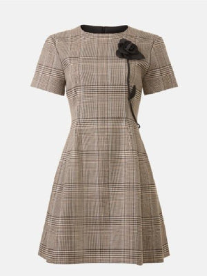 Sophie Flay Good Morning America Floral Applique Plaid Dress