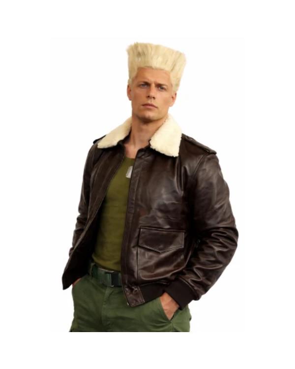 Street Fighter 2026 Cody Rhodes Brown Shearling Leather Jacket