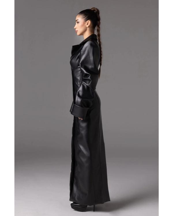 Love Is Blind S11 Vanessa Lachey Black Leather Dress - view 3