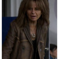 Ted Lasso S04 Tracey Ullman Brown Distressed Leather Coat