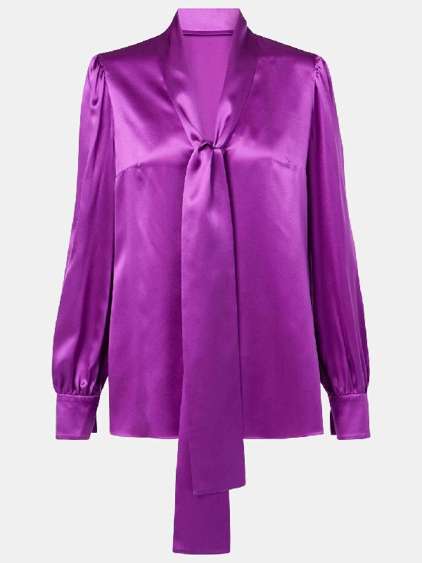 Ted Lasso S4 Hannah Waddingham Purple Neck Tie Blouse