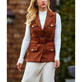 The Beast In Me S01 Brittany Snow Brown Suede Belted Vest
