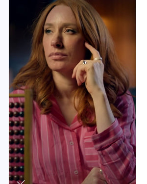 The Celebrity Traitors S02 Hannah Fry Pink Striped Pajamas