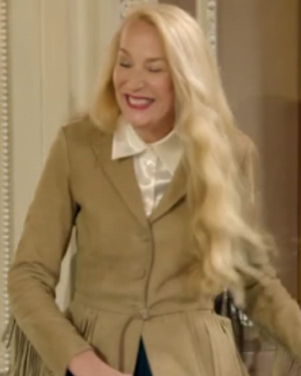 The Celebrity Traitors S02 Jerry Hall Suede Fringed Blazer Jacket