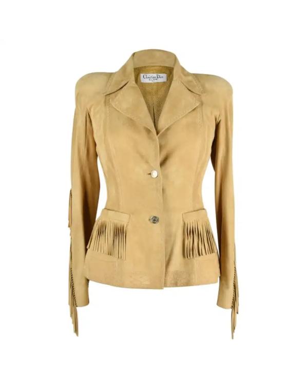 The Celebrity Traitors S02 Jerry Hall Suede Fringed Blazer Jacket - view 2
